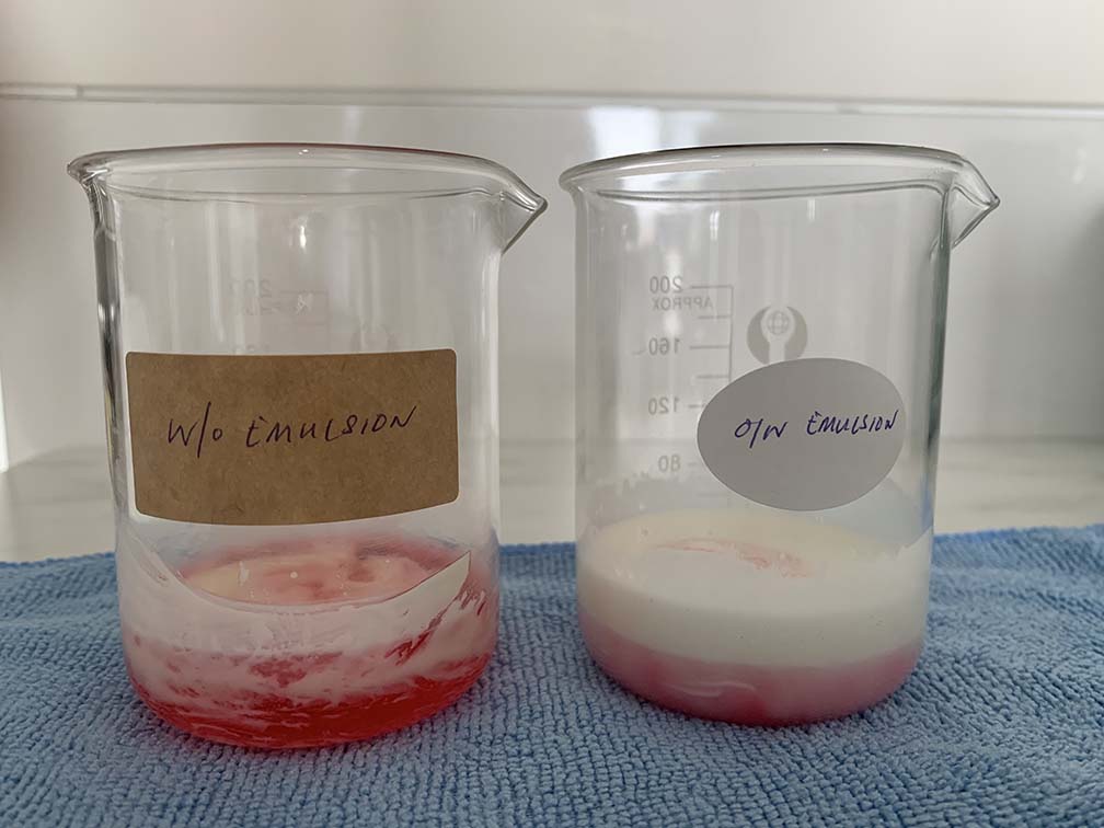 WO and OW emulsion comparison step 2